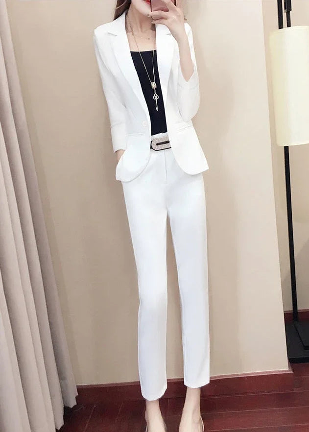 Office Outfit Professional White Wear To Work Trouser Suit Two Piece Set Pants for Women Womens 2 Pant Sets Black Blazer and Xxl