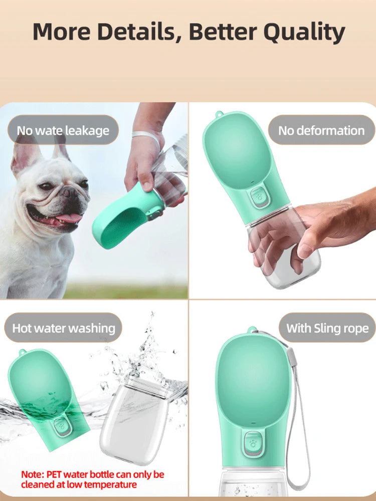 Traveling Dog Water Bottle Portable Drinking Water Bowl Press Bottom Puppy Pet Outside 300-500ML Feeding Bottle with Strip