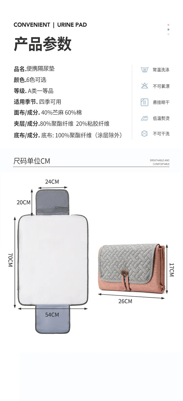 Portable Multifunction Foldable Waterproof Changing Pad Newborn Baby Diaper Changing Mat Changing Pads Infant Bedding Mattress