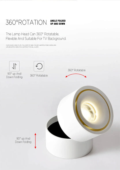 Led Spotlights Foldable Downlight Wall Spot Led Lamp Focos Ceiling Lamp Surface Mounted Indoor Lighting for Living Room Kitchen
