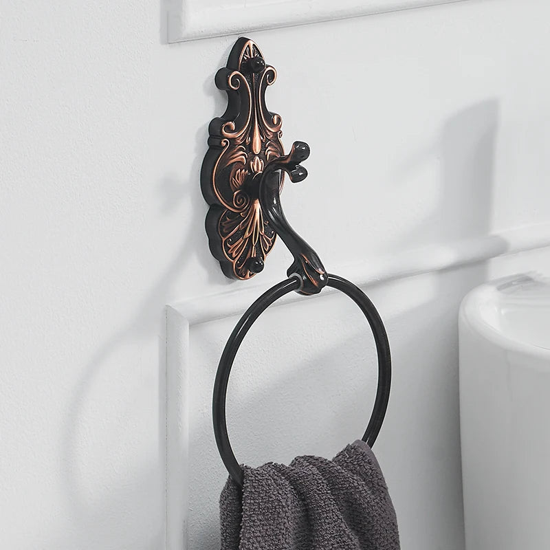 Robe Hooks European Style Brass Black Hangers For Clothes Towel Rack Clothes Hook Home Decoration Bathroom Hardware Set WF-88801