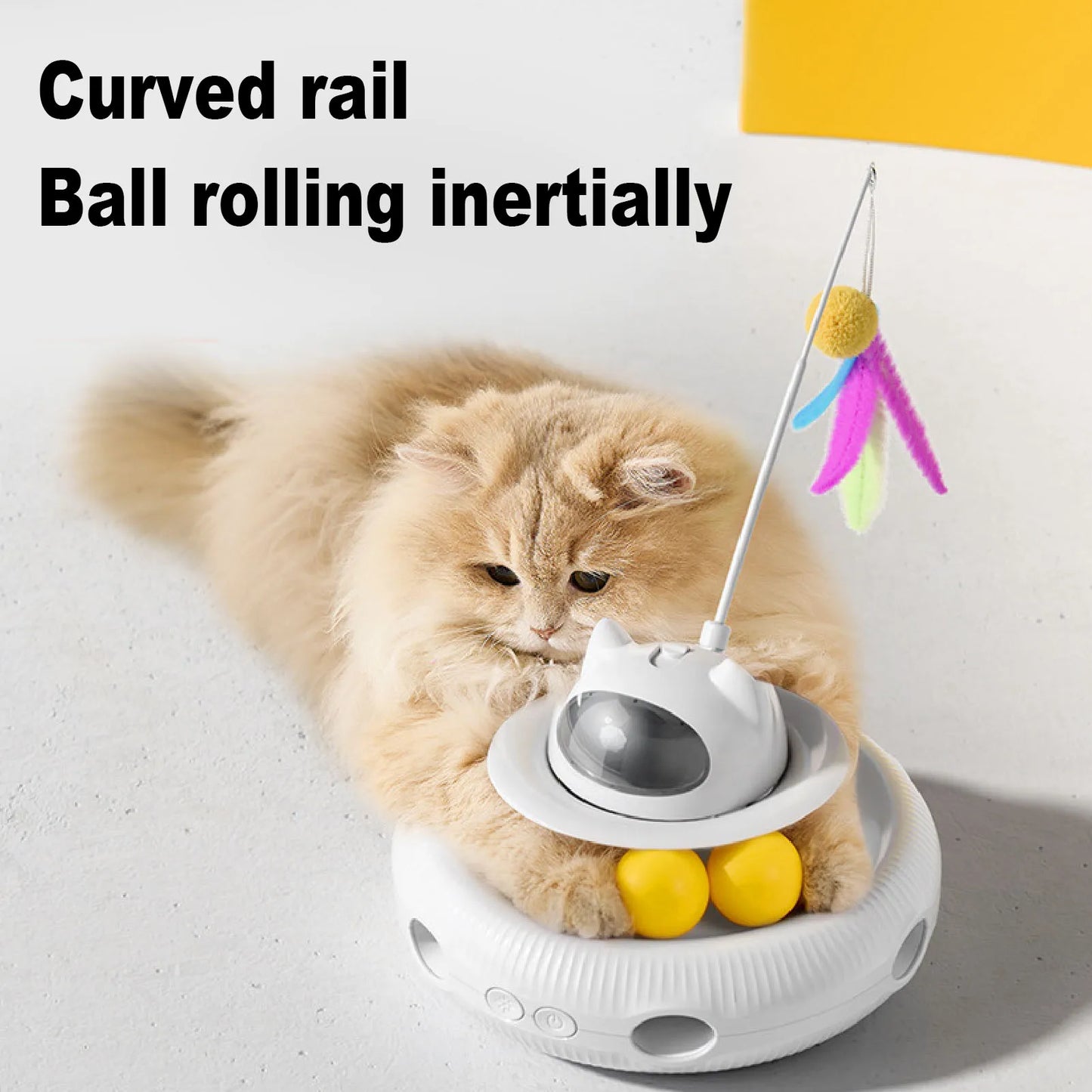 Interactive Cat Feather Toy Automatic Rotating Reduce Boredom Promote Exercising Funny Feather Electronic Cat Toy for Home