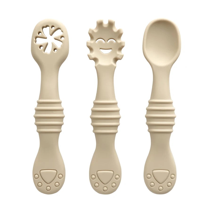 3Pcs/Set Mother Kids Baby Silicone Spoon Fork Bebeb Feeding Food Baby Stuff Toddler Learn To Eat Training Baby Items