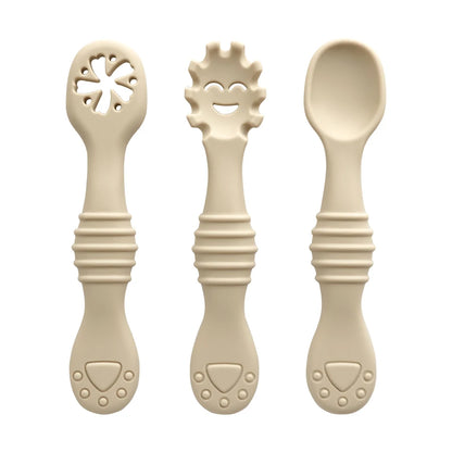 3Pcs/Set Mother Kids Baby Silicone Spoon Fork Bebeb Feeding Food Baby Stuff Toddler Learn To Eat Training Baby Items