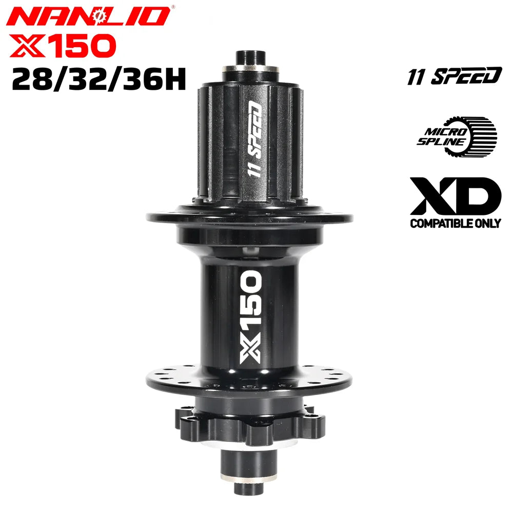 Bicycle hubs Nanlio X150 Mountain Bike Hubs 6 Pawls 150 Engagement Rear Hub HG MS XD 8-12 Speed 28 32 36 Holes Noisy wheel Hubs