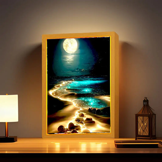 Table Decoration Light Painting Photo Frame Modern Landscape Led Night Light Bedside Bedroom Home Decor Christmas Gift Moon Lamp