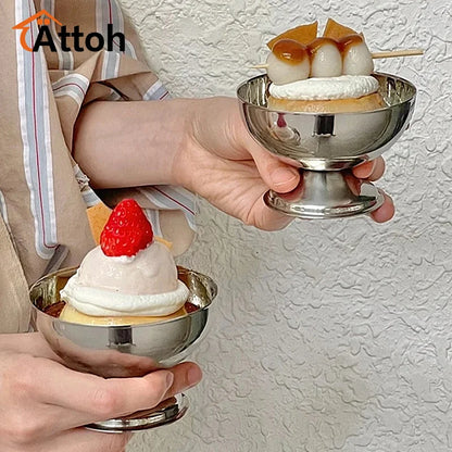 Ice Cream Cups Stainless Steel Salad Bowl Dessert Fruit Plate Snack Dish Kitchen Breakfast Cooking Tool Party Supplies