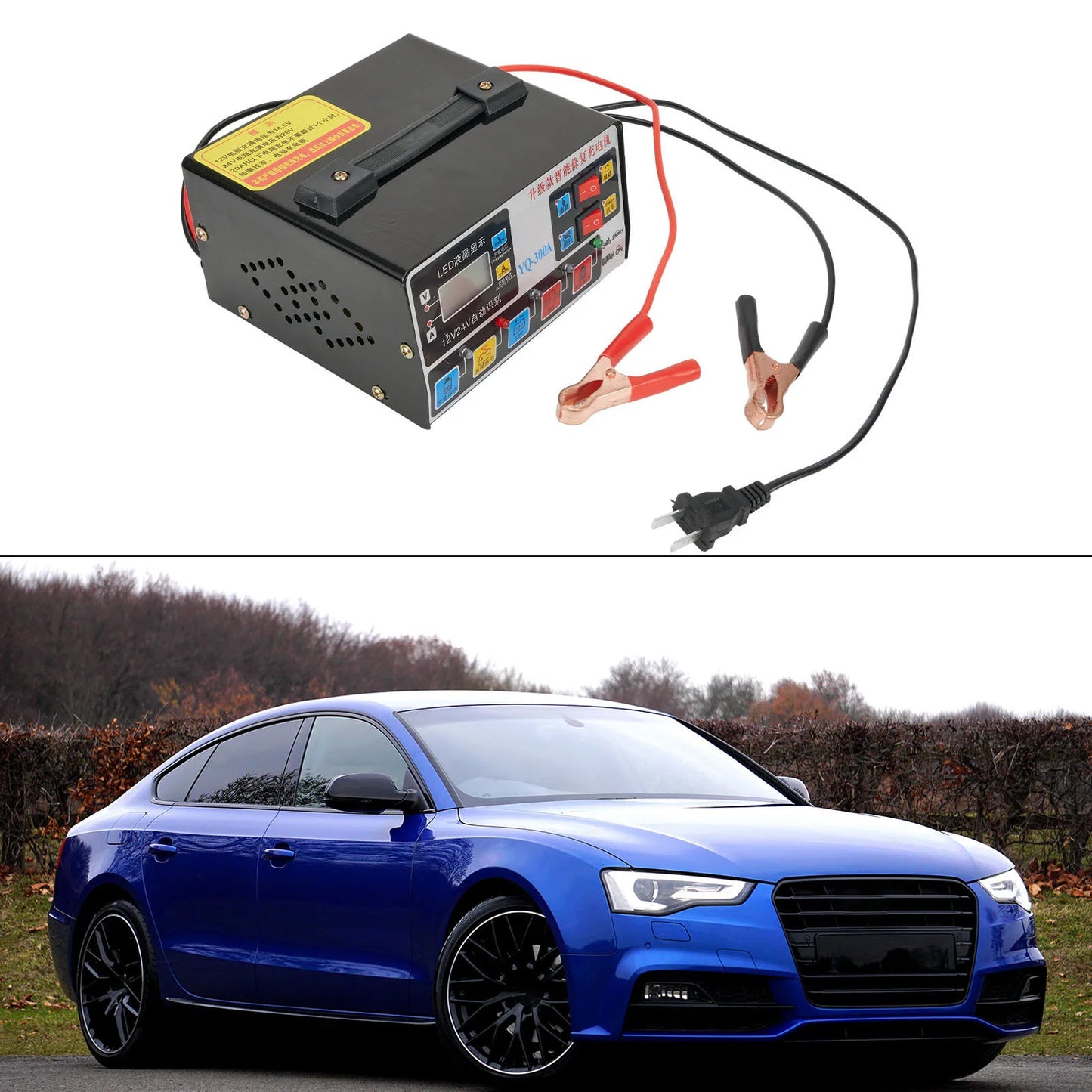 12V/24V Car Battery Charger Heavy Duty Car Battery Charger 220W Full Automatic Car Battery Charger Repair Battery Charger