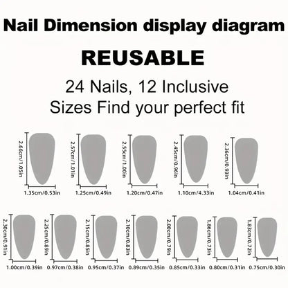 96pcs Almond Shaped Press on Nails, Medium Length, Glossy Finish, Pink & White Gradient, French Stripe Design, Fashionable & Ele