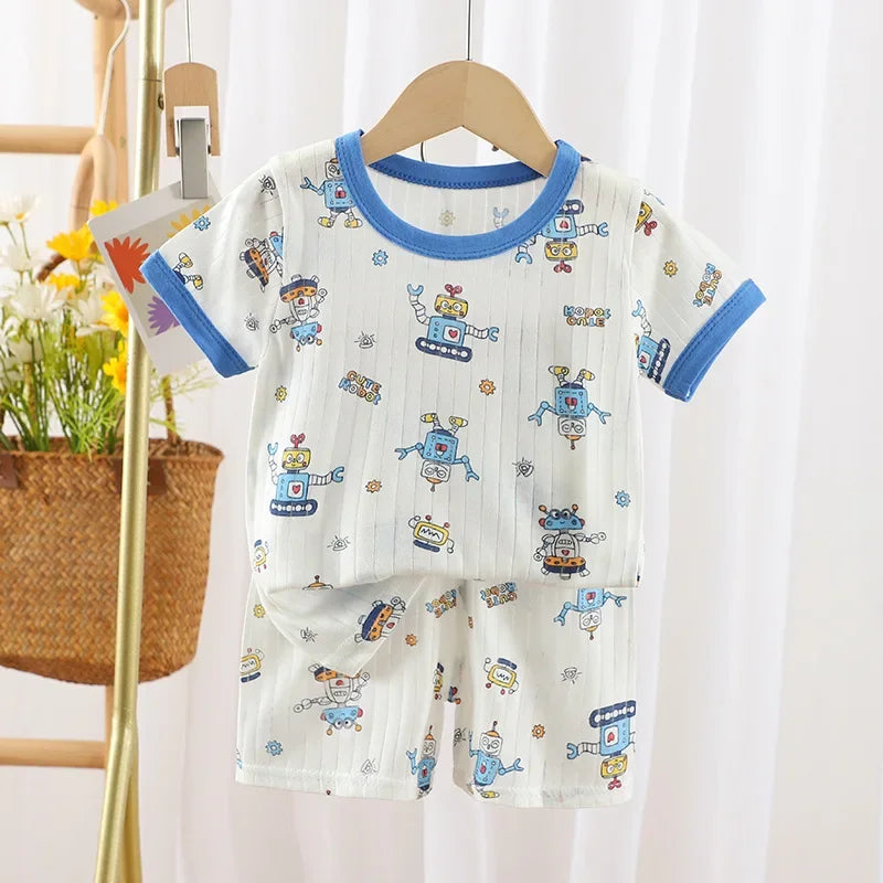 T-shirts Baby Clothes New Summer Children's Clothing  Children's Short Sleeved Shorts Suit Boys Girls Cotton