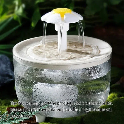 Transparent Flower Pet Water Dispenser - USB-Powered Automatic Circulating Cat Water Fountain