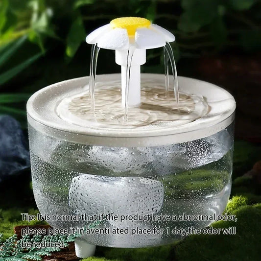 Transparent Flower Pet Water Dispenser - USB-Powered Automatic Circulating Cat Water Fountain