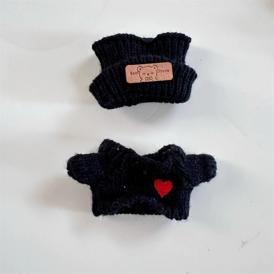 Cute Labubu Bunny Doll Accessories with Knitted Clothes Rabbit Ears Hat Heart Sweater for Toy Collectors Labubu Clothes