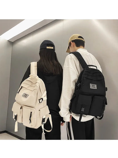 Backpack Large Capacity Light Simple Travel Bag Canvas Backpack Student School Bag Nylon Student Zipper Backpack