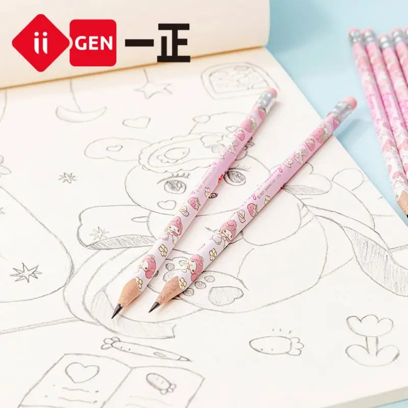 12pcs/set Sanrio Series Melody Triangle Writing Pencil Set Cute Student Pencil Creative Writing Pencil School Student Stationery
