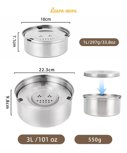 Dog Water Bowl Non-Spill Stainless Steel Pet Bowl for Dogs Slow Drinking Splash Proof Water Dispenser Floating Bowl for Vehicle