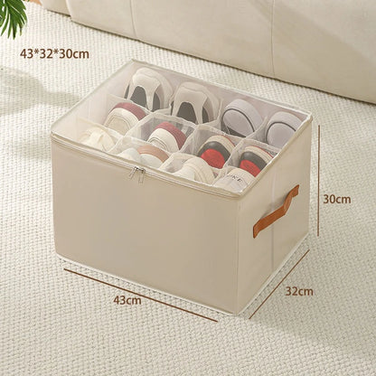 Foldable  Shoe Organizer with Lid Dustproof Storage Box for Shoes Clothes Accessories Home Organization Box