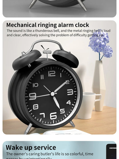 Smart Alarm Clock Metal Ringing Alarm Clock Student Kids Alarm Clock Bedside Alarm Clock Home Bedroom Decoration Clock