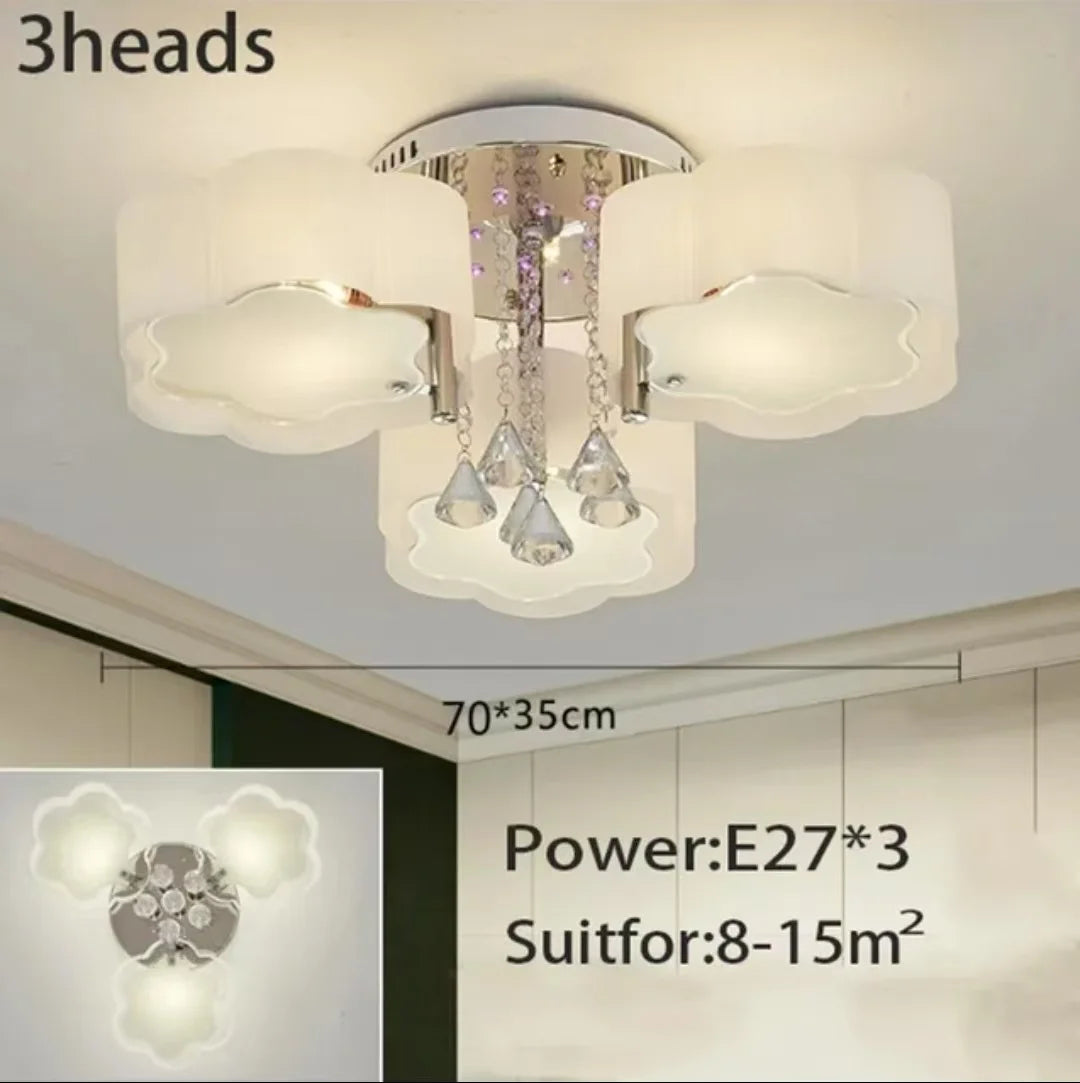 LED Ceiling Light Living Room Light Modern Simple Warm Romantic Atmospheric Household Energy-saving Crystal Ceiling Light