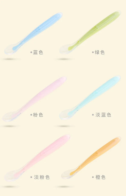 Silicone Soft Spoons for Baby Infant Feeder Spoons for Children Kids Soft Safety Feeding Spoons BPA Free Baby Utensils Flatware