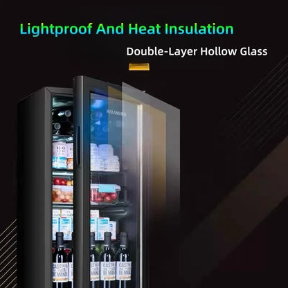 Portable Refrigerator, Double-layer Glass Door, Noise Free, Mini Fridge, Bar, Hotel, Transparent Door Freezer, Small Space