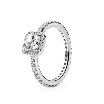 Hot Selling 925 Sterling Silver Classic Square Heart-shaped Crown Ring Exquisite Women's Jewelry Anniversary Surprise Gifts