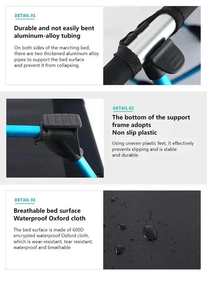 Outdoor Lightweight Folding Bed Portable Camping Bed Simple Military Bed Accompanying Lunch Bed Camping Simple Leisure Bed