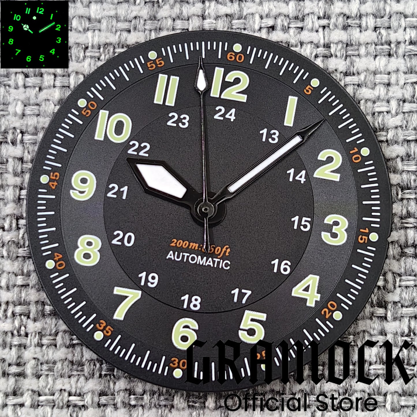 Gramock Classics Sterile 29mm Pilot Black Watch Dial Part for NH35/36 ETA PT5000 Miyota Mingzhu DG ST2130 Movement Part Hand Set