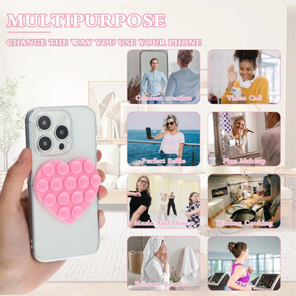 Double-Sided Suction Cup Phone Mount, Silicone Suction Phone Case Adhesive Sticky Phone Grip Hands-Free Phone Grip Phone Stand