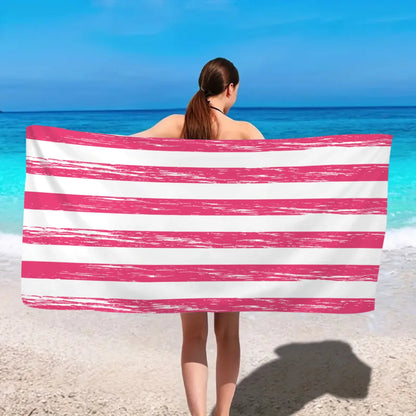 1pc Striped beach towels, ultra-fine fiber beach towels, multifunctional beach towels for swimming and shower rooms