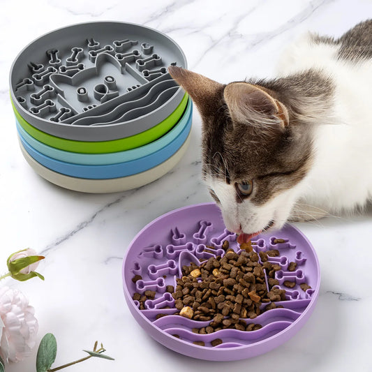 1Pc Silicone Pet Slow Feeder Food Lick Mat  Anti-Slip Lick Bowl for Dogs and Cats
