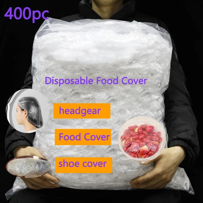 50/500PC Disposable Food Cover bags Elastic Plastic Wrap Food Reusable Dustproof Waterproof Hair Hat Shower Bowl Cap Fresh cover