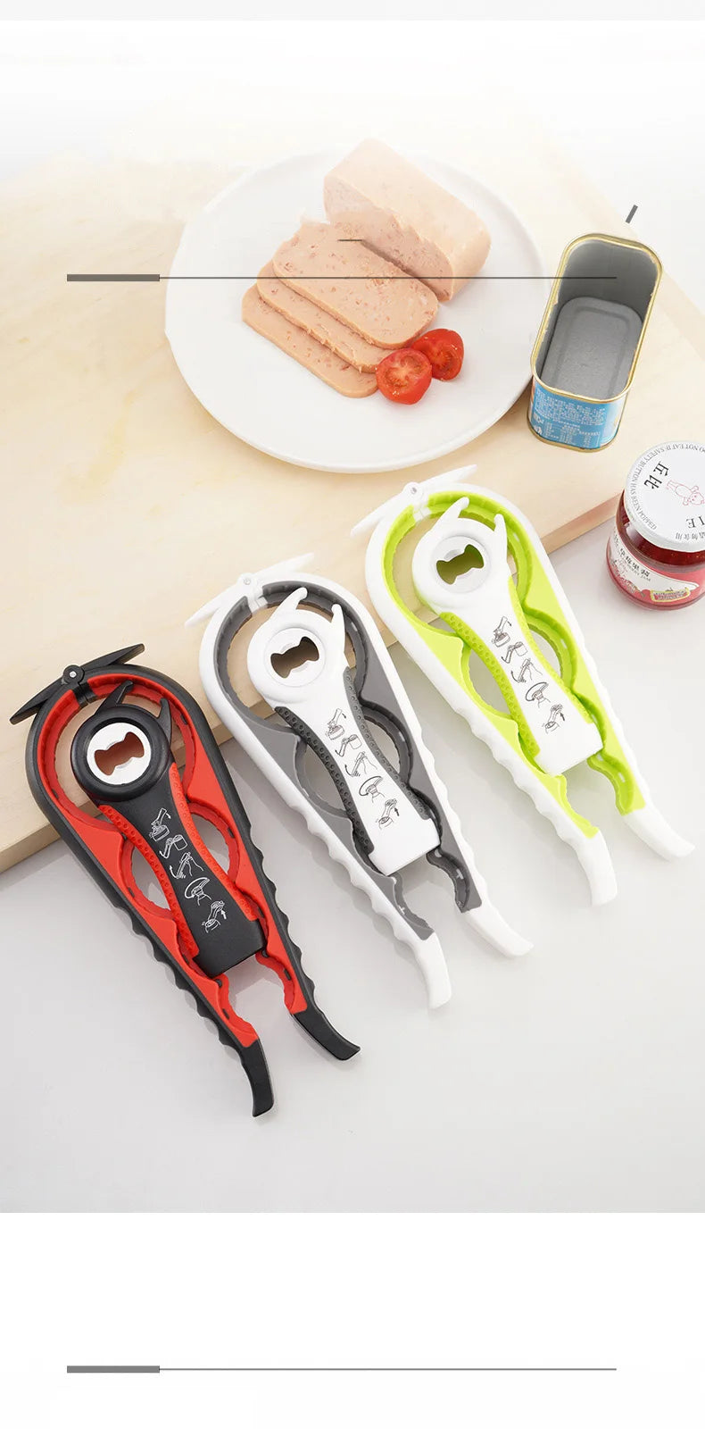 4in1 Jar Openers Can Bottle Opener Beer Wine Bottle Lid Poratble Outdoor Party Bar Tools Multi-functional Kitchen Accessories