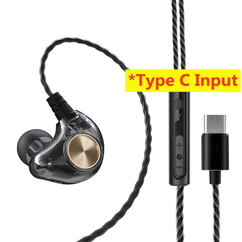 Android Mobile Phone DrivebyWire Headset Metal Heavy Bass Computer PC Headset InEar Sports Headset
