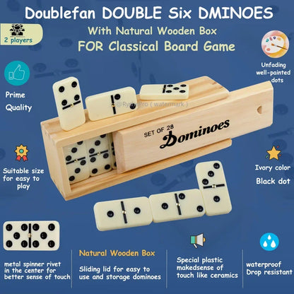 Dominos Set for Adults Dominoes Classic Board Games 28 Tiles with Wood Case Double 6 Dominoes Games for Kids Family Game Nights