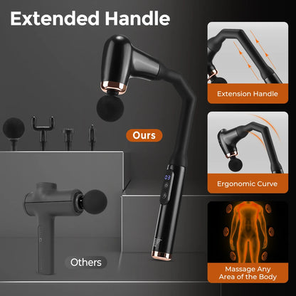 Portable Fascia Gun Full Body Muscle Relaxation Massage Gun with Extended Handle U-Shaped Home Hammer Massager For Back Shoulder