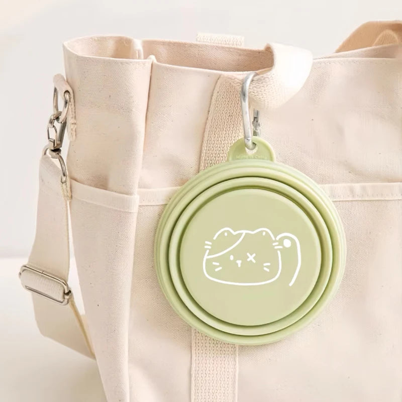 350/650ml Collapsible Pet Travel Bowl Leakproof Silicone Dog & Cat Food Water Dish Portable Outdoor Feeder with Carabiner Clip