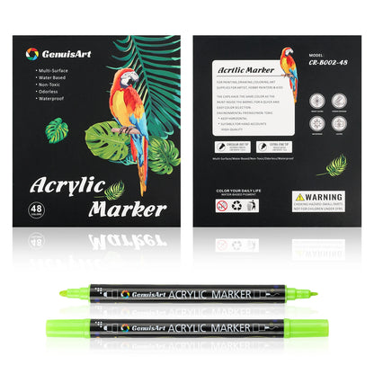 12/24/36/48/60/80 Colors Dual Tip Acrylic Paint Pens Markers Art Supplies for Wood, Rocks, Canvas, Glass, Ceramic, DIY, Graffiti