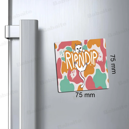 Cat R-Ripndips Fridge Photo Fridge Magnet Square Stickers Personalize Home Decor Souvenirs Gift