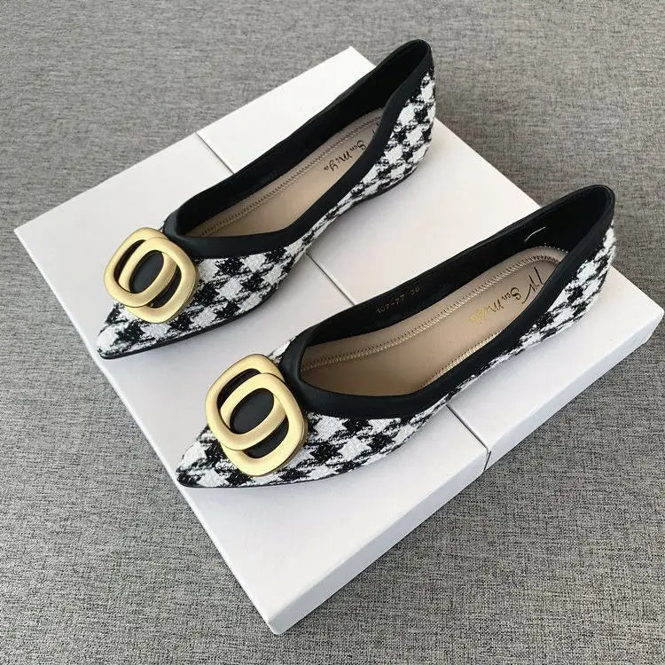 Office Shoes For Women 2024 Ladies Summer Footwear Luxury Leather Casual Formal Pointed Toe Low Heel Elegant Popular Wholesale H