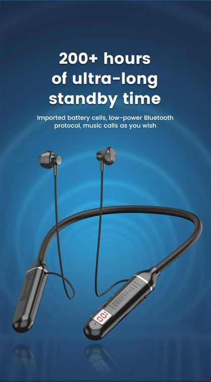Wireless Headset 5.3 Neck Strap Headset Gaming LED display Stereo Sports headset with magnetic earbuds