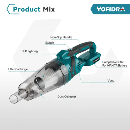 Electric Handheld Wireless Vacuum Cleaner Cordless Vacuum Home Car Dual Use Portable High Power Cleaning For Makita Battery Pin