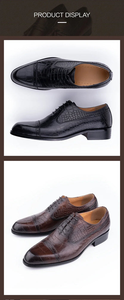 Handmade Oxford Casual Business Office Work Shoes Luxury Wedding Classic Fashion Formal Shoes Genuine Leather Lace Up Shoe