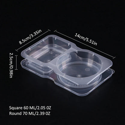 20pcs Plastic Double Compartment Condiment Containers with Lids, Reusable, Disposable 2-Compartment Snack Cups for To-Go Sauces