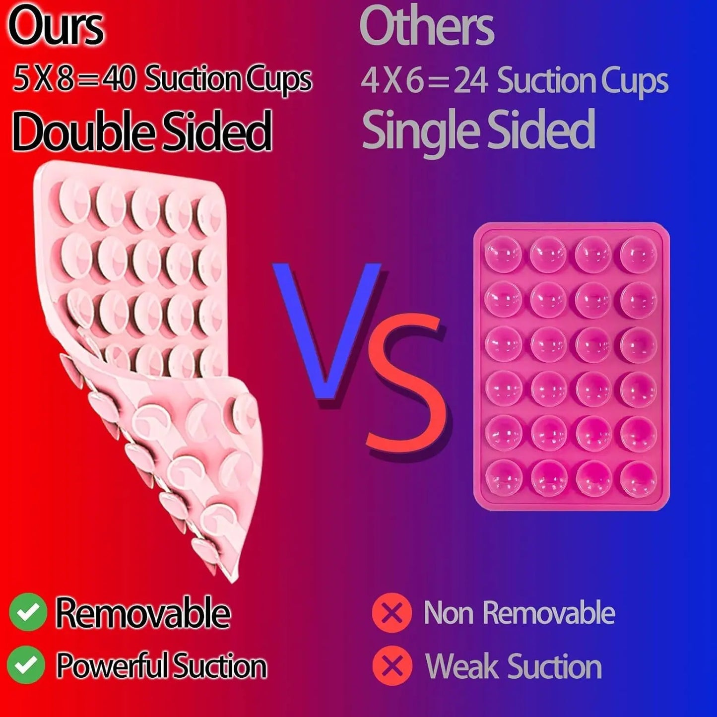 Heart Shape Double Sided Phone Suction Holder, Multi-Purpose Silicone Suction Cup Phone Mount Phone Case Sticky Phone Grip