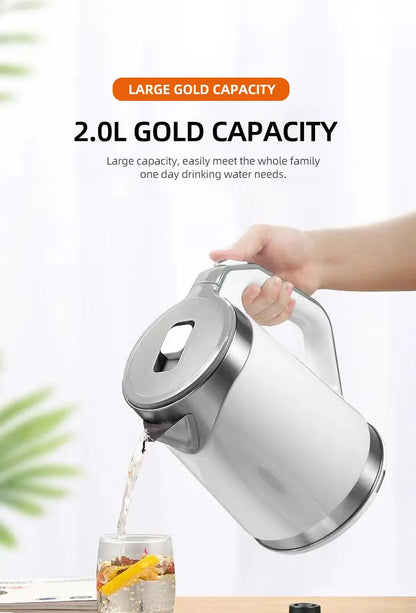 110V 220V Electric Kettle Household Stainless Steel Water Boiling Pot 2L Kettle Home Appliance