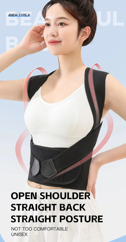 Black Posture Corrector Brace for Women Breathable Elastic Back Posture Correction Belt Adjustable Shoulder for Students