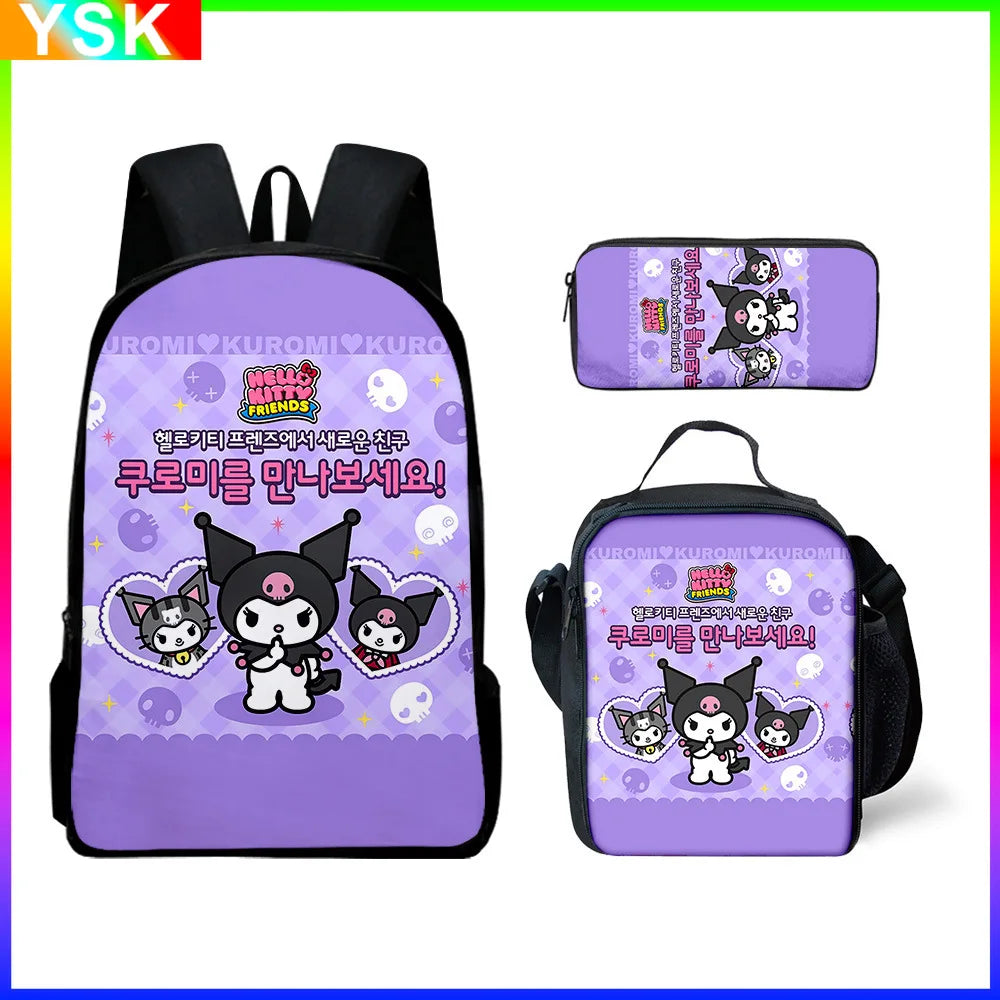 Sanrio Kuromi Backpack Sanrio Backpack Pencil Bag Student School Bag Primary and Middle kawaii Cartoon School Bag Mochila