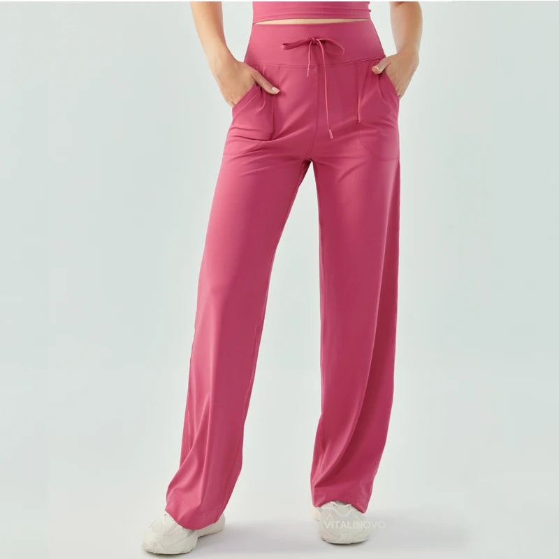 Yoga Pants Women Wide Leg Pants with Pockets High Waist Stretch Work Dress Pants Buttery Soft Casual Lounge Sweatpants Comfy
