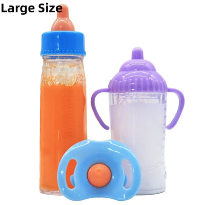 Doll accessories Baby Doll Feeding Bottle Set Baby Care Toy Stroller 2pc Milk And Juice Bottles With Toy Pacifier For Baby Dolls
